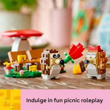 LEGO Hedgehog Picnic Date Building Toy - Animal Figures and Playset for Kids, Boys and Girls, Ages 8+ - Gift for Valentines Day for Her and Him - with 2 Hedgehog Toys and Accessories - 40711