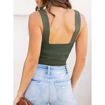 Stylish REORIA Womens Square Neck Bodysuit for All Occasions