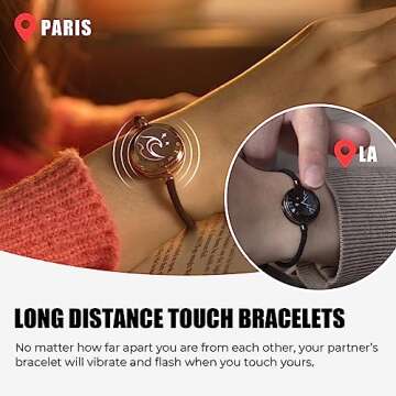 TOTWOO Long Distance Bracelets for Couples, Vibration & Light Up Bracelet, Montain & Sea Long Distan...