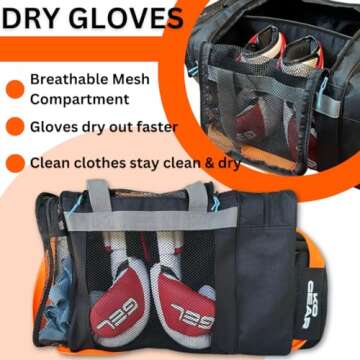 Gym Bag for Boxing Gear with Breathable Mesh Compartments for Drying Boxing Gloves and Boxing Wraps. Boxing Gym Bag for Boxing Workouts.