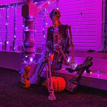 Hourleey 5 FT Halloween Skeletons Decoration, Life Size Full Body Bones Skeletons with Posable Joints, Halloween Pose Skeleton Decorations for Indoor Outdoor Party Haunted House Decor