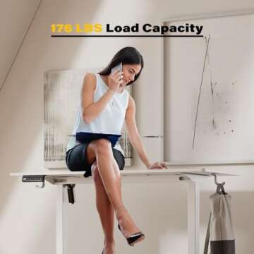 UPGRAVITY Height Adjustable Electric Standing Desk, 48 x 24 Inches Ergonomic Stand up Table, Sit Stand Home Office Desk with Splice Board, White Frame/White Top (White, 48 inches)