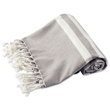 E-Living Store 100% Cotton, Soft & Absorbent Decorative Turkish Fouta Towel with Twisted Fringe for ...