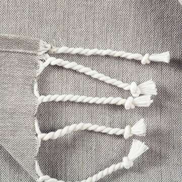 E-Living Store 100% Cotton, Soft & Absorbent Decorative Turkish Fouta Towel with Twisted Fringe for Home, Beach, Pool, or Décor, Use As Blanket or Throw - Grey Stripe