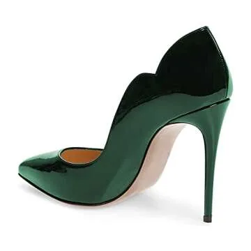 FSJ Women Classic Pointed Toe High Heels Sexy Stiletto Pumps Office Lady Casual Dress Shoes Size 8 Dark Green