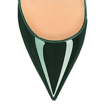 FSJ Women Classic Pointed Toe High Heels Sexy Stiletto Pumps Office Lady Casual Dress Shoes Size 8 Dark Green