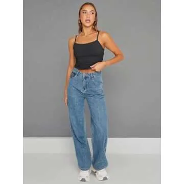 Trendy Queen Womens Tank Summer Black Tops 2025 Camisole Y2k Cute Square Neck Crop Going Out Sexy Teen Girls Sleeveless Spaghetti Fashion Shirts Clothes Outfits Basic Workout Gym Casual S