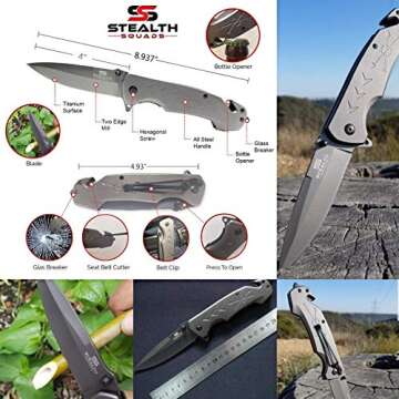 STEALTH SQUADS 42 in 1 SURVIVAL MILITARY POUCH KIT, PREMIUM TACTICAL POCKET KNIFE, FIRST AID KIT, ED...