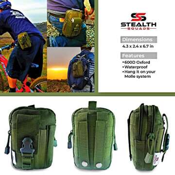STEALTH SQUADS 42 in 1 SURVIVAL MILITARY POUCH KIT, PREMIUM TACTICAL POCKET KNIFE, FIRST AID KIT, EDC MULTI-TOOL USE FOR CAMPING, HIKING, BIKING, OUTDOOR EMERGENCY SAFETY GEARS w/ BONUS E-BOOK