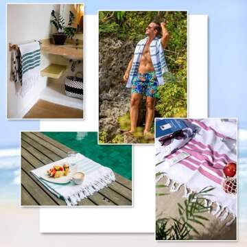 Cacala Turkish Baliksirti Towels Peshtemal Highly Absorbent Quick and Easy Dry Soft and Comfortable ...