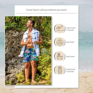 Cacala Turkish Baliksirti Towels Peshtemal Highly Absorbent Quick and Easy Dry Soft and Comfortable for Shower, Spa, Pool, Gym and Yoga 100% Cotton Baliksirti Series, 37" x 70"