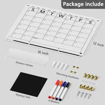 Acrylic Dry Erase Wall Calendar Planner 16x12