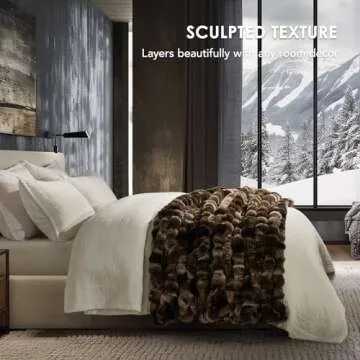 EVERGRACE Ultra Soft Luxury Fluffy Ridgeline Faux Rabbit Fur Throw Blanket, Thick Warm Bubble Throw for Bed, Cozy Plush Reversible Blankets for Couch, Chair, Sofa, Mocha Brown, 60x80 Inches, 870 GSM