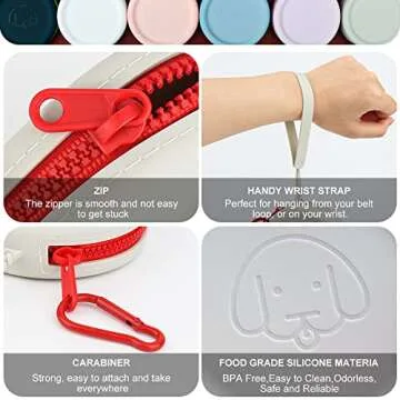 WALLFID Silicone Dog Treat Pouch Small Bag,2PCS Pet Walking Bag for Dog and Cat,Pocket Size,Easy to Clean,Odorless,Zipper Design,Moisture-Proof,Travel Walking Bag,Portable Training Bag. (Gray&Purple)