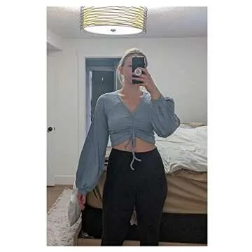 ZAFUL Womens Long Sleeve Fall Fashion 2023 Crop Tops Basic Slim Fitted T Shirts Y2K Tops