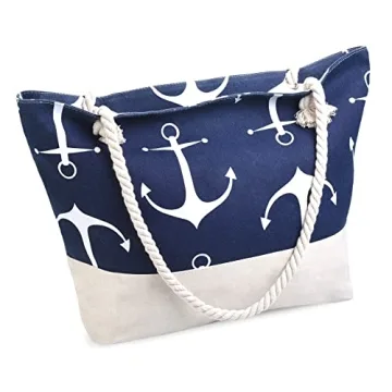 OZCHIN Stylish Extra Large Beach Tote Bag with Secure Zipper