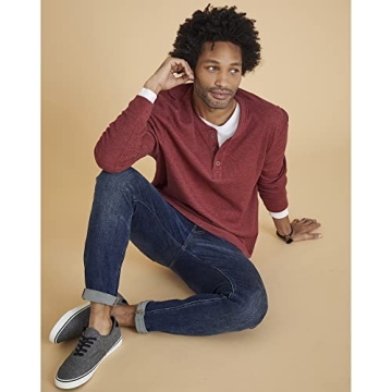 Hanes Beefy Long Sleeve Henley for Men