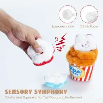 Nocciola Popcorn Squeaky Dog Toys | Hide and Seek Plush Fun for Small Dogs