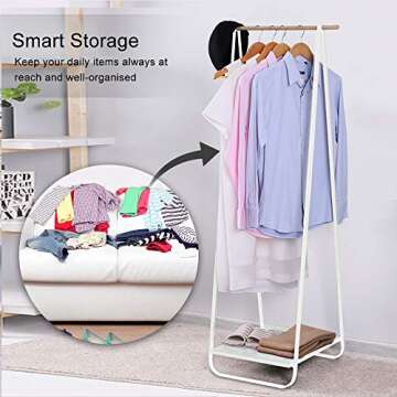 JEFEE Narrow Clothes Rack - Simple Garment Rack Mini Clothing Rack with Shelf 1-Tier Coat Clothing O...