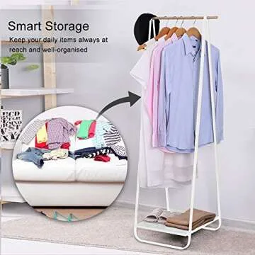 JEFEE Narrow Clothes Rack - Simple Garment Rack Mini Clothing Rack with Shelf 1-Tier Coat Clothing O...
