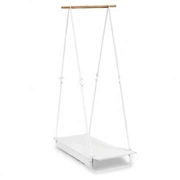 JEFEE Narrow Clothes Rack - Simple Garment Rack Mini Clothing Rack with Shelf 1-Tier Coat Clothing Organizer Storage for Small Space, Entryway, Bedroom, White