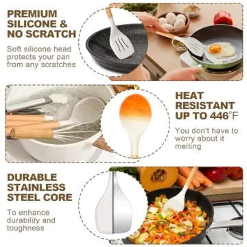 AIKKIL Silicone Cooking Utensils Set - 16 Pcs with Holder