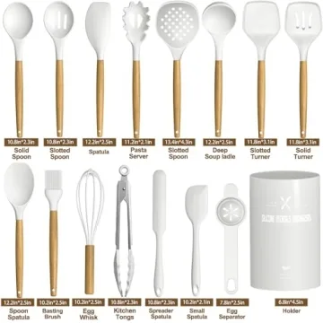 AIKKIL Silicone Cooking Utensils Set - 16 Pcs with Holder