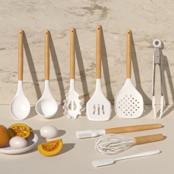 AIKKIL Silicone Cooking Utensils Set - 16 Pcs with Holder
