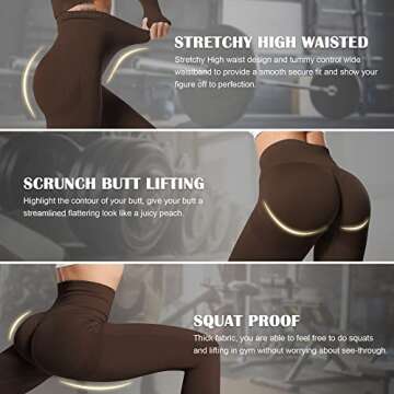 MOHUACHI Women Scrunch Butt Lifting Leggings Seamless High Waisted Workout Yoga Pants Gym Booty Tights (Scrunch Butt Brown, Small)