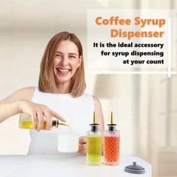 Syrup Dispenser Bottles Set 3 Packs 5 OZ Simple Small Syrup Bottles Set with Upgrade Metal Pour Spout SC057 (3 Pack)