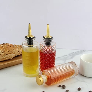 Syrup Dispenser Bottles Set 3 Packs 5 OZ Simple Small Syrup Bottles Set with Upgrade Metal Pour Spout SC057 (3 Pack)
