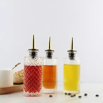 Syrup Dispenser Bottles Set 3 Packs 5 OZ Simple Small Syrup Bottles Set with Upgrade Metal Pour Spout SC057 (3 Pack)