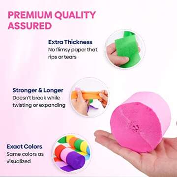 Vibrant Rainbow Crepe Paper Streamers for Celebrations