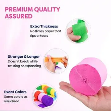 Vibrant Rainbow Crepe Paper Streamers for Celebrations