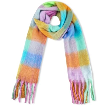 SHOHOKU Large Chunky Plaid Scarf – Soft & Warm for Winter Style