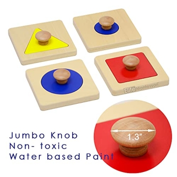 Elite Montessori Jumbo Knob Shape Puzzles for Toddlers
