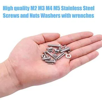 DYWISHKEY 1220 PCS M2 M3 M4 M5, 304 Stainless Steel Hex Button Head Cap Bolts Screws Nuts Washers Assortment Kit with Hex Wrenches