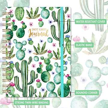 Bullet Dotted Journal/Notebook - Dotted Grid Journal/Notebook Bullet with Premium Thick Paper, 5.75" X 8.5", Strong Twin-Wire Binding, Hardcover & Inner Pocket for School, Home and Office Supplies