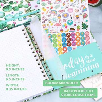 Bullet Dotted Journal/Notebook - Dotted Grid Journal/Notebook Bullet with Premium Thick Paper, 5.75" X 8.5", Strong Twin-Wire Binding, Hardcover & Inner Pocket for School, Home and Office Supplies