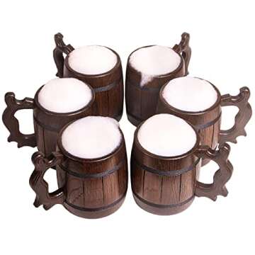 Set of 6 Handmade Wooden Beer Mug of Wood Eco Friendly Great Gift Ideas