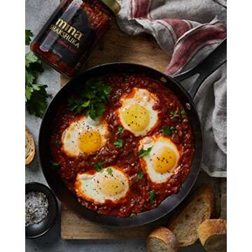 Mina Shakshuka Sauce, Moroccan Tomato Sauce, 26 Oz Sugar Free Sauce, Keto Friendly, Perfect to Use as Pasta Sauce and Simmer Sauce, Delicious with Eggs, Pizza, Sandwiches, and More