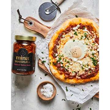 Mina Shakshuka Sauce, Moroccan Tomato Sauce, 26 Oz Sugar Free Sauce, Keto Friendly, Perfect to Use as Pasta Sauce and Simmer Sauce, Delicious with Eggs, Pizza, Sandwiches, and More