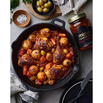 Mina Shakshuka Sauce, Moroccan Tomato Sauce, 26 Oz Sugar Free Sauce, Keto Friendly, Perfect to Use as Pasta Sauce and Simmer Sauce, Delicious with Eggs, Pizza, Sandwiches, and More