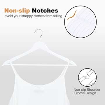 ELONG HOME Wooden Hangers 20 Pack, Wood Hangers with Extra Smooth Finish, Precisely Cut Notches & Ch...