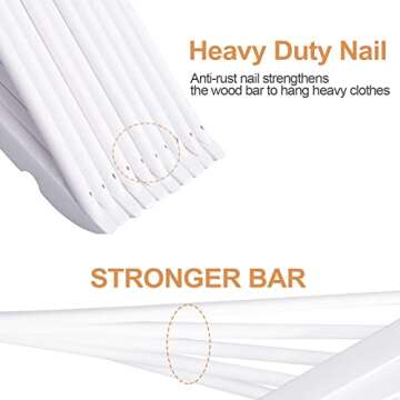 ELONG HOME Wooden Hangers 20 Pack, Wood Hangers with Extra Smooth Finish, Precisely Cut Notches & Chrome Swivel Hook, Wooden Clothes Hangers for Shirt Coat Jacket Dress, White