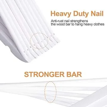 ELONG HOME Wooden Hangers 20 Pack, Wood Hangers with Extra Smooth Finish, Precisely Cut Notches & Chrome Swivel Hook, Wooden Clothes Hangers for Shirt Coat Jacket Dress, White