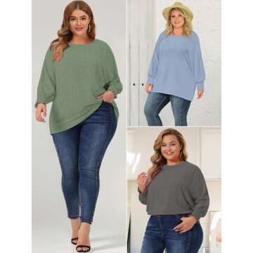ATHMILE Long Sleeve Women’s Shirt Trendy Plus Size Tops