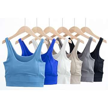 QINSEN Ladies Low Cut Neckline Sports Bra Sleeveless Fitness Tank Tight Yoga Bras Beige L