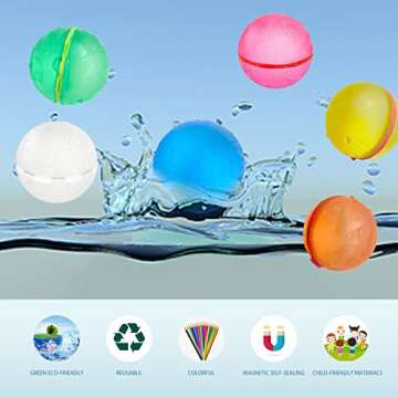 KISKISBY Reusable Water Balloons Water Bombs Splash Ball Quick Fill Self-Sealing Silicone Refillable...