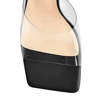 Richealnana Women's Transparent Clear Square Toe Sandals Stiletto Heel Slip On Mules Shoes Black US 11